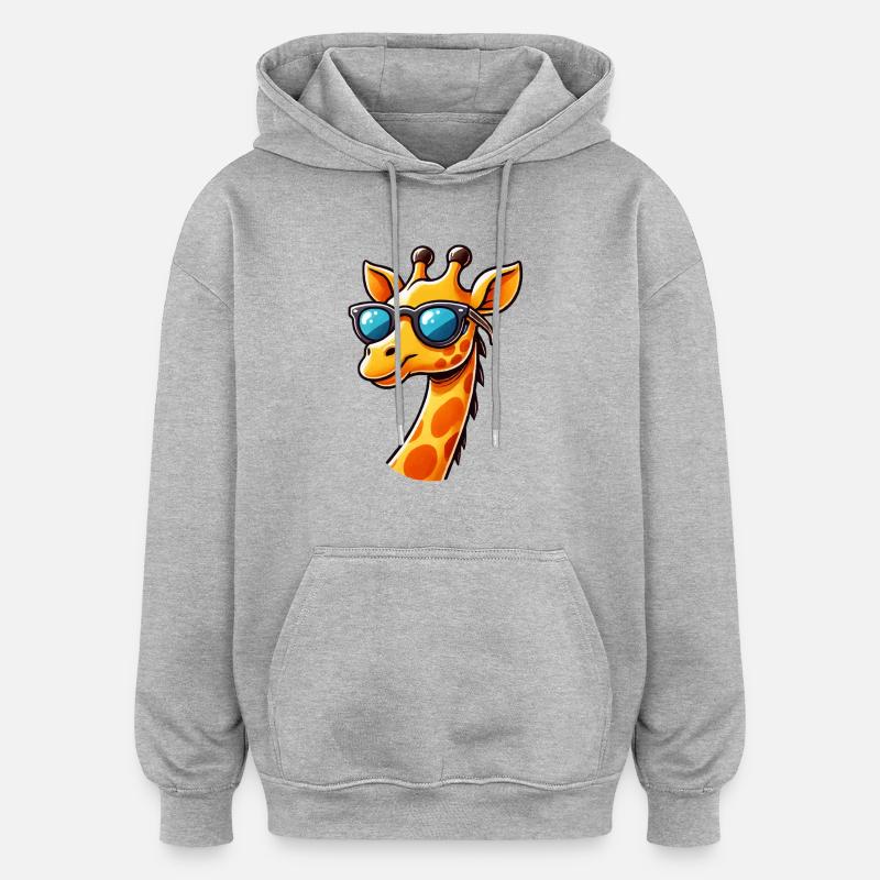 giraffe comic cool - Oversized Unisex Hoodie - Grau meliert