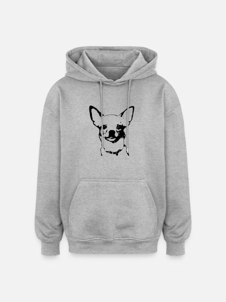 Chihuahua - Oversized Unisex Hoodie - Grau meliert