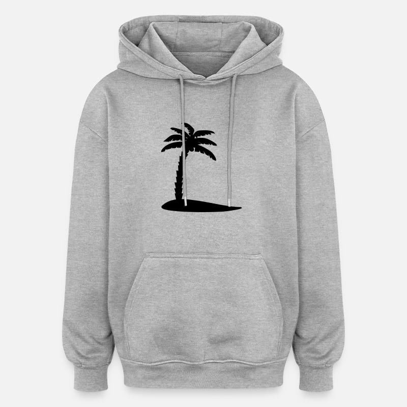 Palmier - Sweat à capuche oversize unisexe - gris chiné