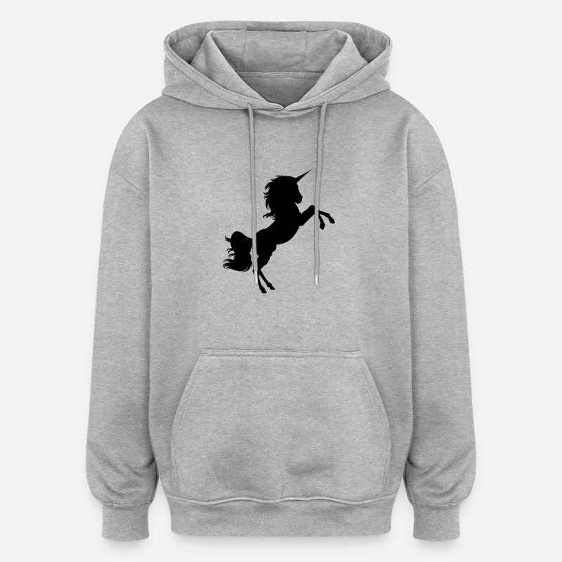 Einhorn - Oversized Unisex Hoodie - Grau meliert