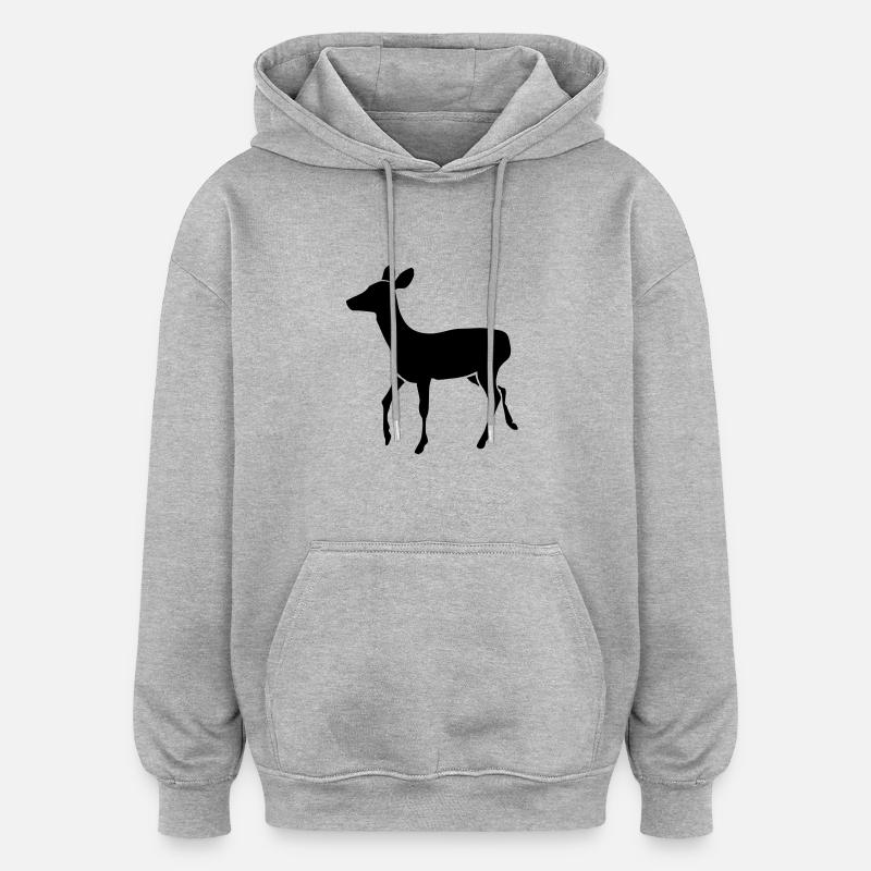 Biche - Sweat à capuche oversize unisexe - gris chiné