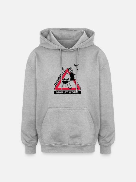 man_at_grill - Oversized Unisex Hoodie - Grau meliert