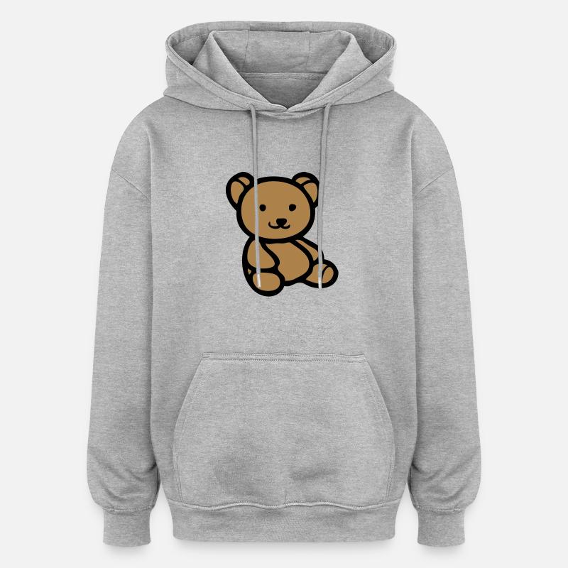 l ours les ours peluche - Sweat à capuche oversize unisexe - gris chiné