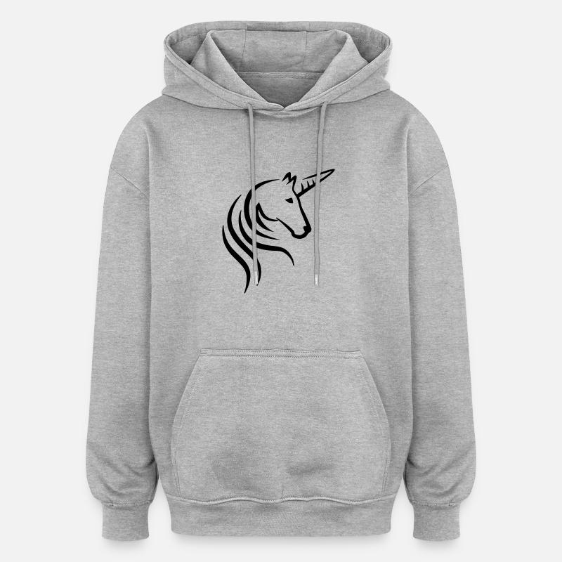 Licorne - Sweat à capuche oversize unisexe - gris chiné