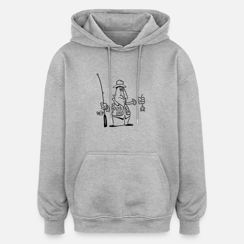 pas drôle de pêche - Sweat à capuche oversize unisexe - gris chiné