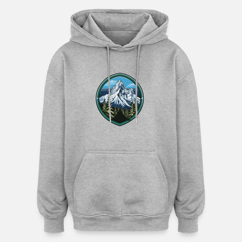 Monts Berge 2 - Sweat à capuche oversize unisexe - gris chiné