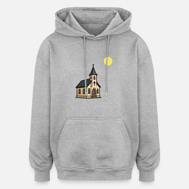église - Sweat à capuche oversize unisexe - gris chiné