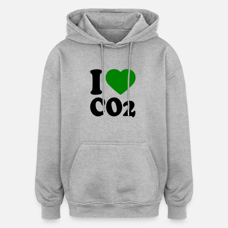 I love co2 - Sweat à capuche oversize unisexe - gris chiné