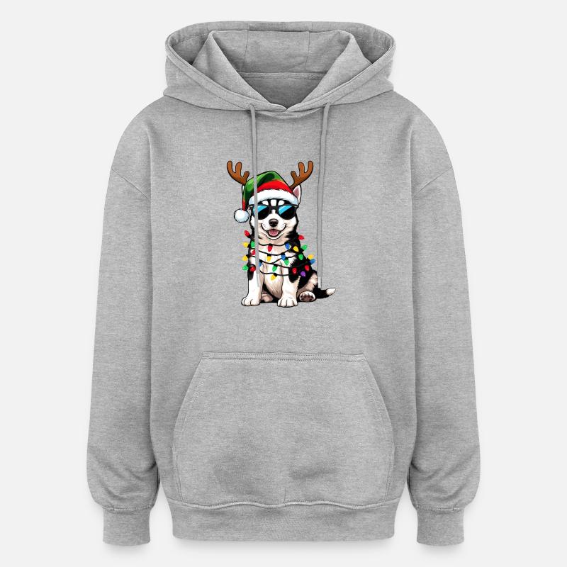 Husky de Noël - Sweat à capuche oversize unisexe - gris chiné