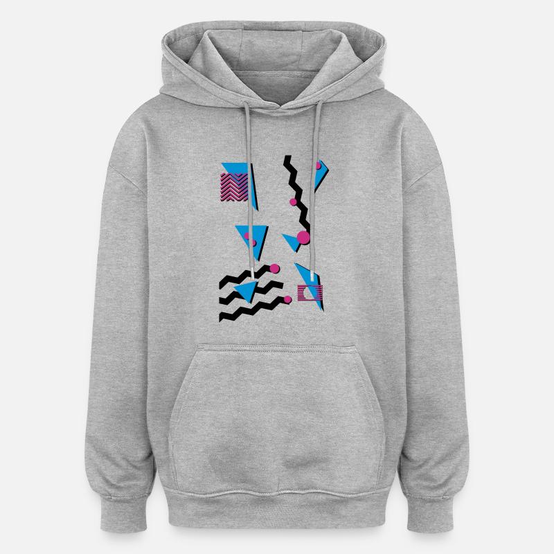 RETRO - Sweat à capuche oversize unisexe - gris chiné