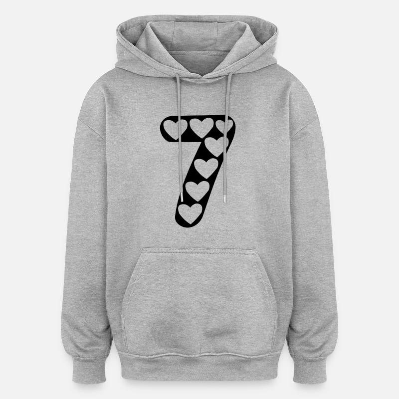 7 love heart tattoo 055 - Sweat à capuche oversize unisexe - gris chiné
