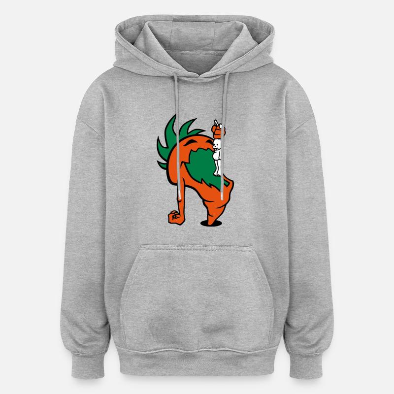 Hungry Carrot - Sweat à capuche oversize unisexe - gris chiné
