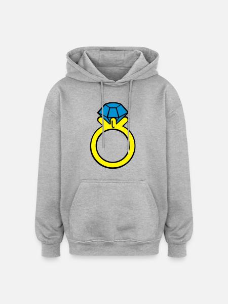 diamond ring - Oversized Unisex Hoodie - Grau meliert