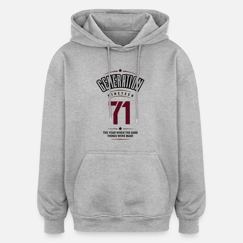 Generation 71 - Sweat à capuche oversize unisexe - gris chiné