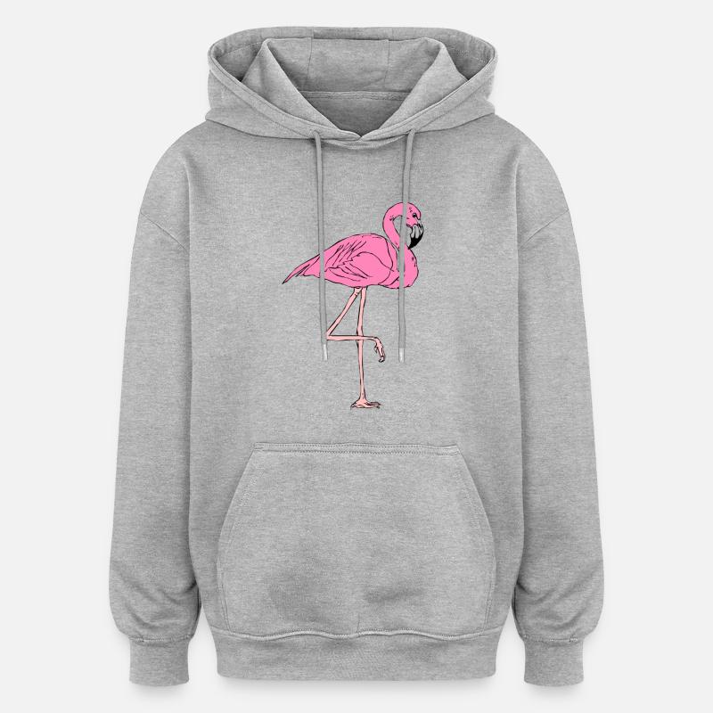 FLAMINGO - Oversize unisex hoodie - grå meleret