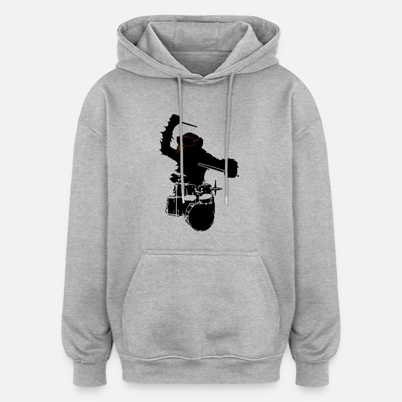 musique de singe - Sweat à capuche oversize unisexe - gris chiné