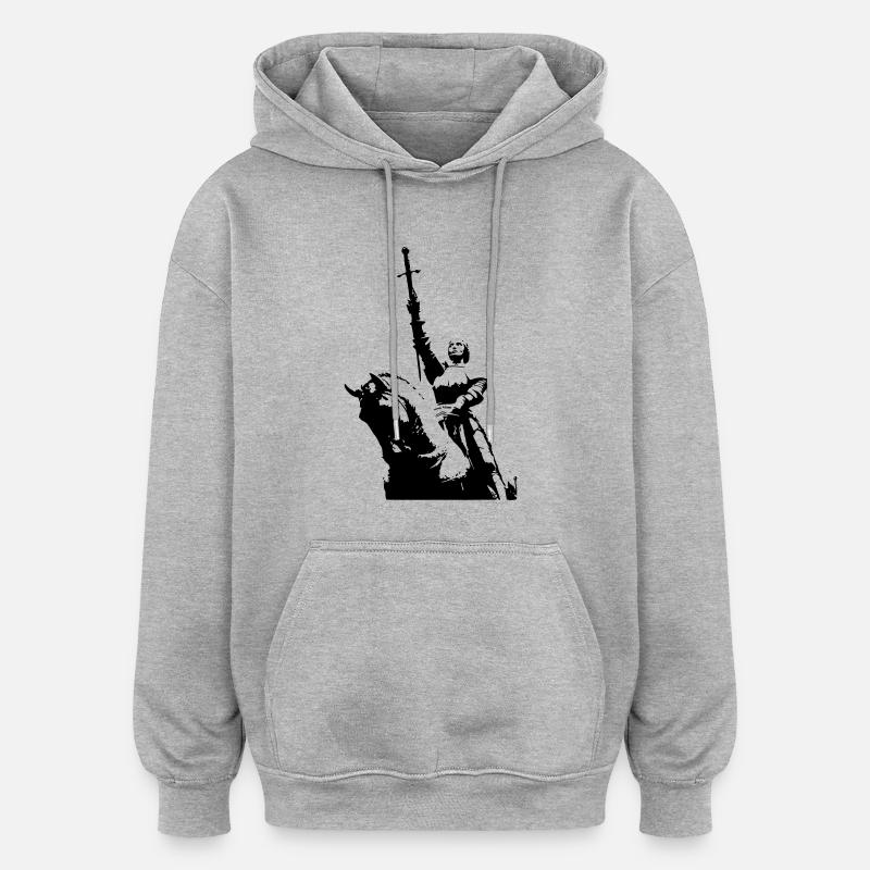 Jehanne d'Arc - Sweat à capuche oversize unisexe - gris chiné