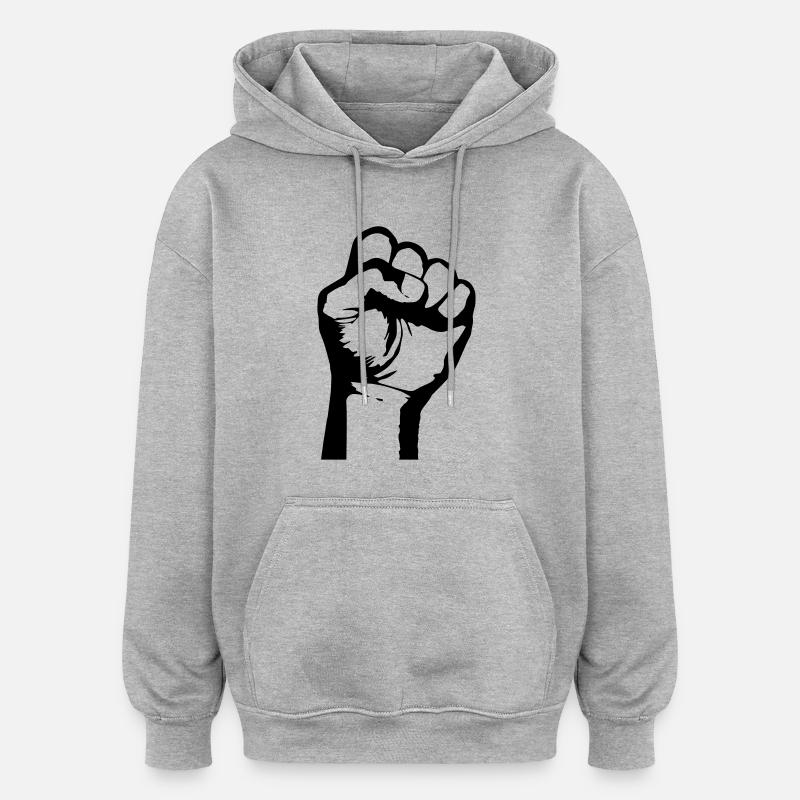 poing - Sweat à capuche oversize unisexe - gris chiné