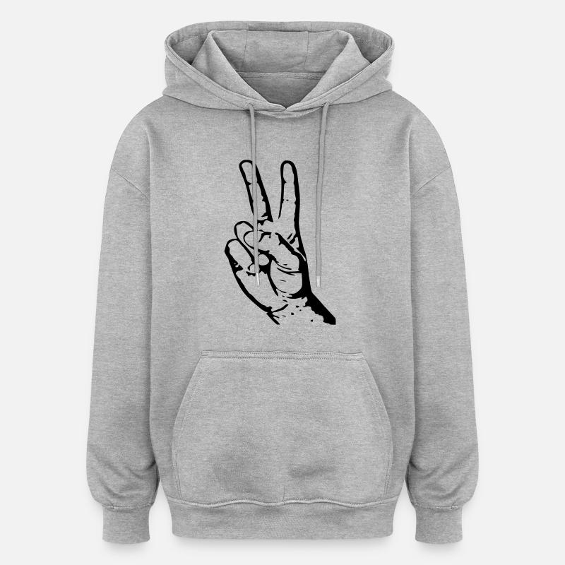 paix - Sweat à capuche oversize unisexe - gris chiné