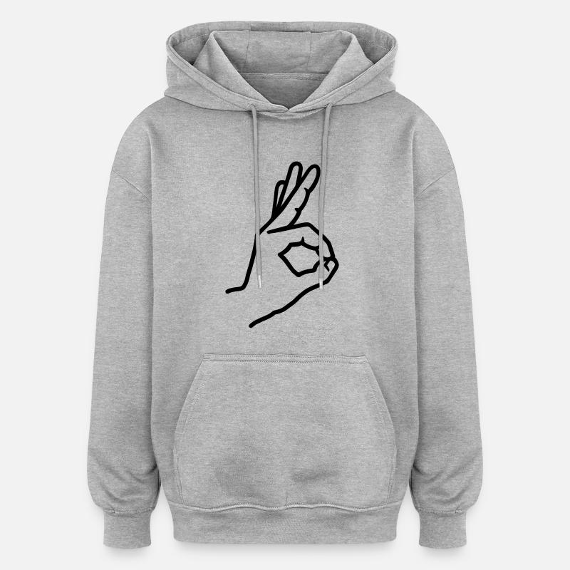 Doigt - Sweat à capuche oversize unisexe - gris chiné