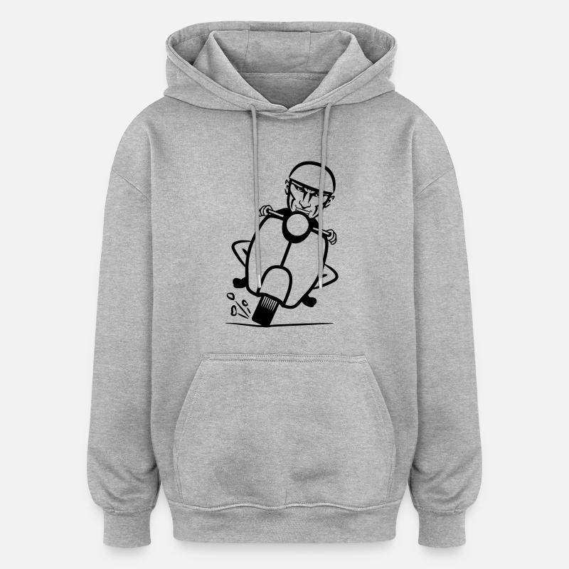 motorroller rasen witzig - Sweat à capuche oversize unisexe - gris chiné