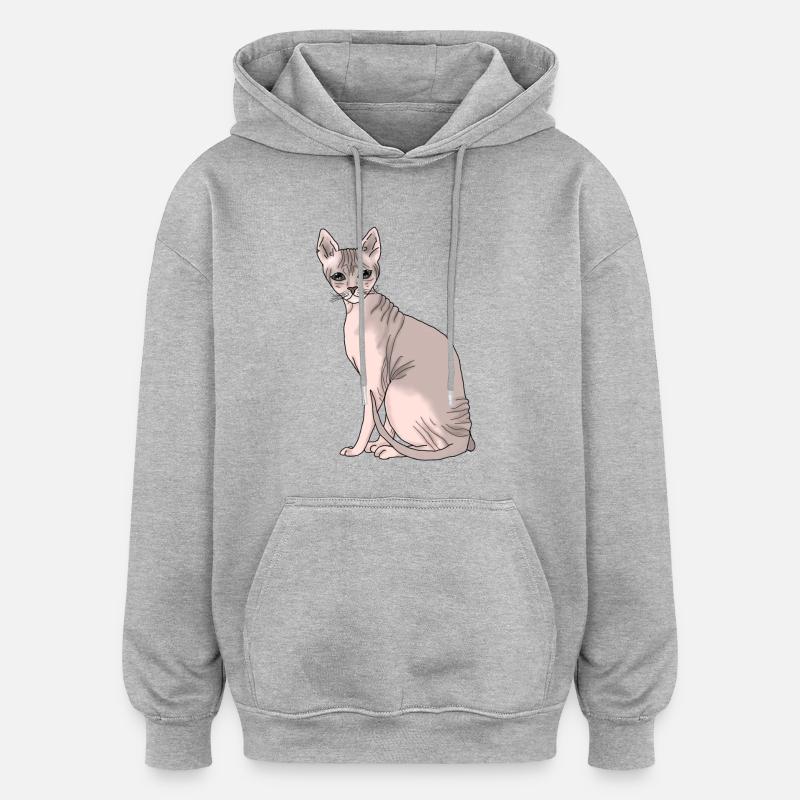 Sphynx - Sweat à capuche oversize unisexe - gris chiné