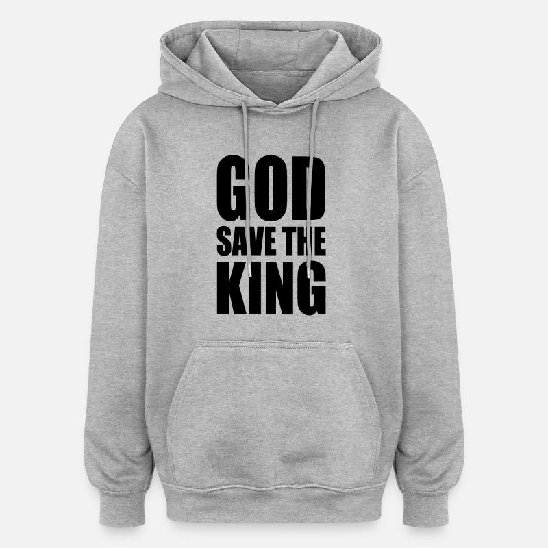 god save the king - Sweat à capuche oversize unisexe - gris chiné