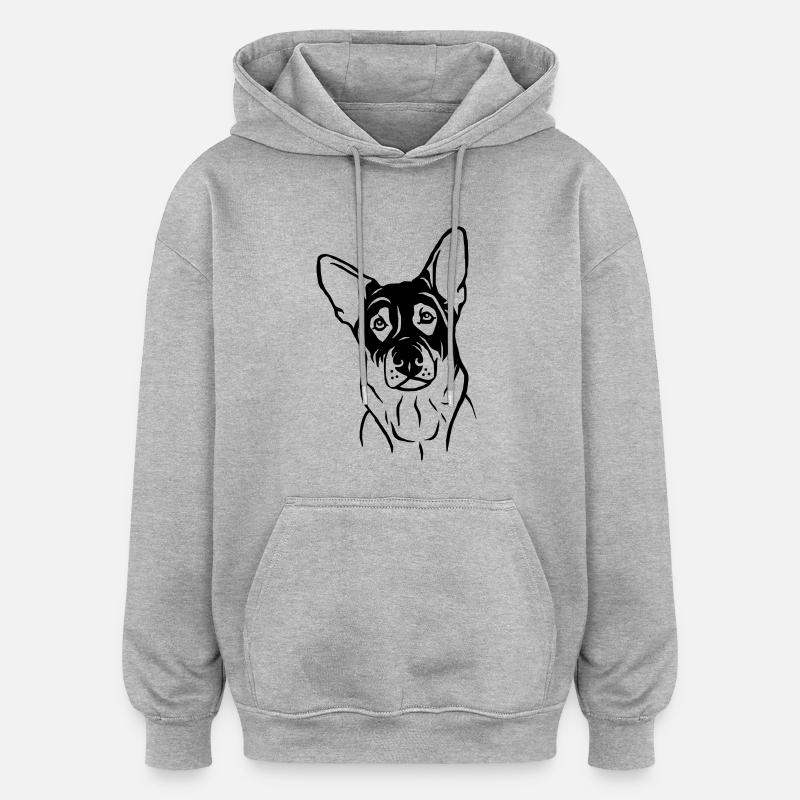 Chien de berger - Sweat à capuche oversize unisexe - gris chiné