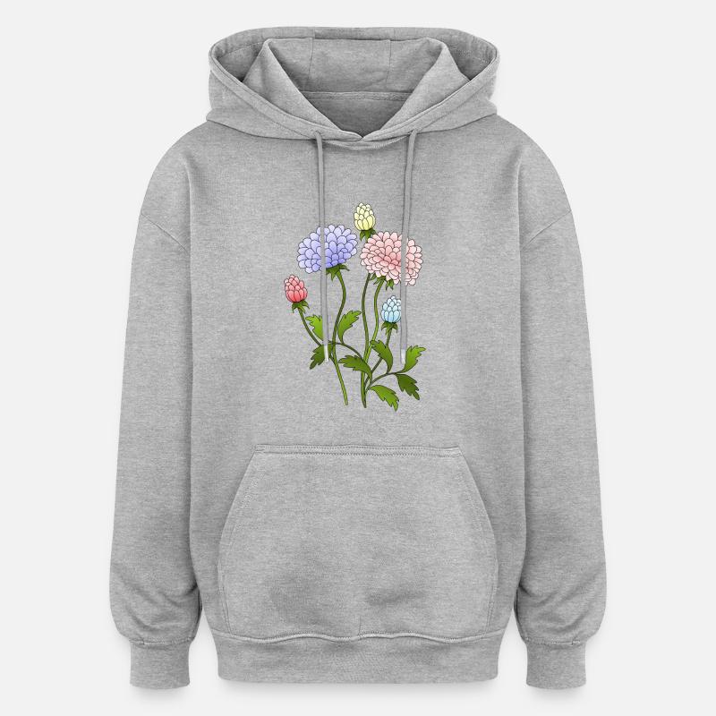 Blumen - Oversized Unisex Hoodie - Grau meliert
