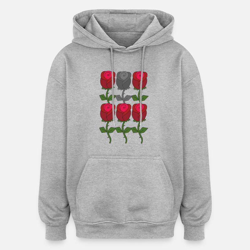 rose rot grau - Oversized Unisex Hoodie - Grau meliert