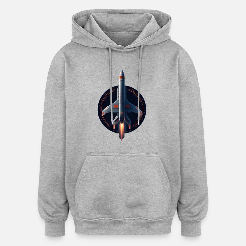 Fusée spatiale - Sweat à capuche oversize unisexe - gris chiné