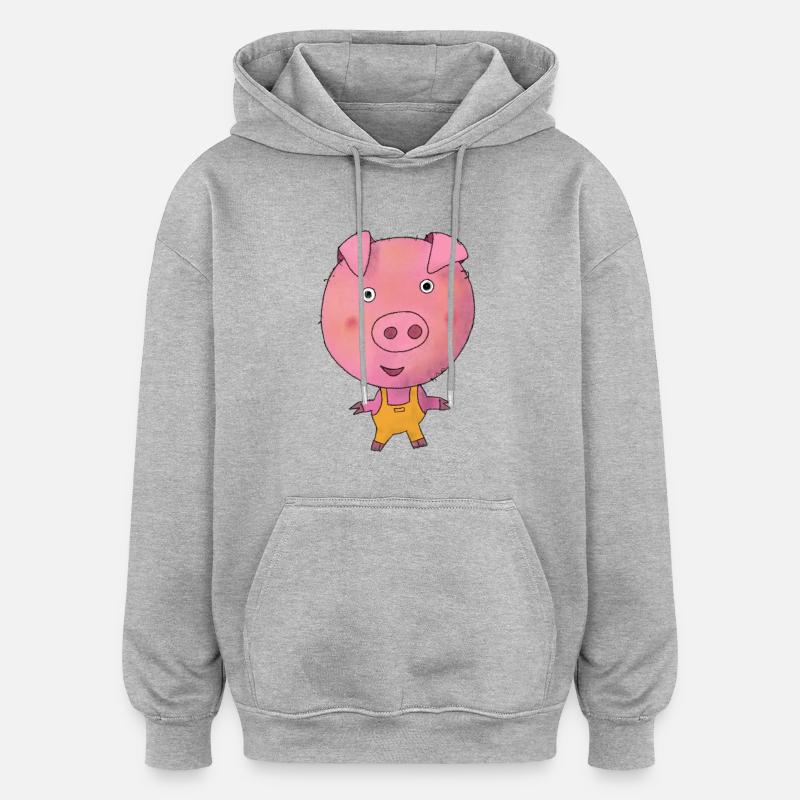 Cochon Cochon Truie - Sweat à capuche oversize unisexe - gris chiné