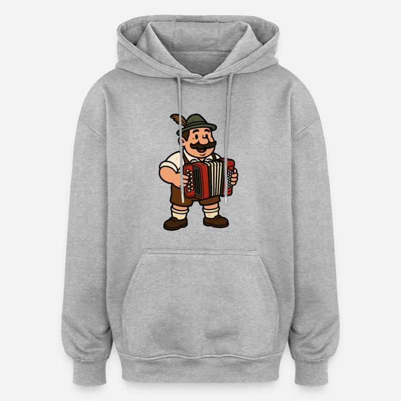 Accordéon Bayer - Sweat à capuche oversize unisexe - gris chiné