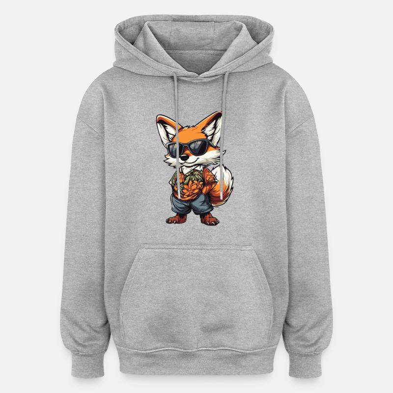 Fuchs Comic Urlaub - Oversized Unisex Hoodie - Grau meliert