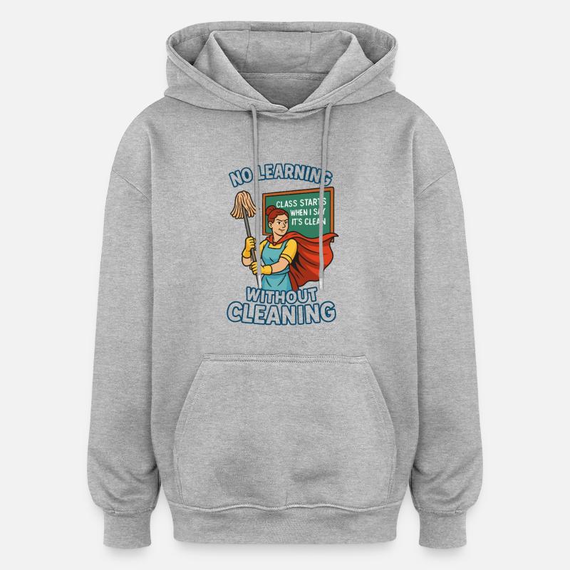 Pas d’apprentissage sans propreté – Super-héroïne - Sweat à capuche oversize unisexe - gris chiné