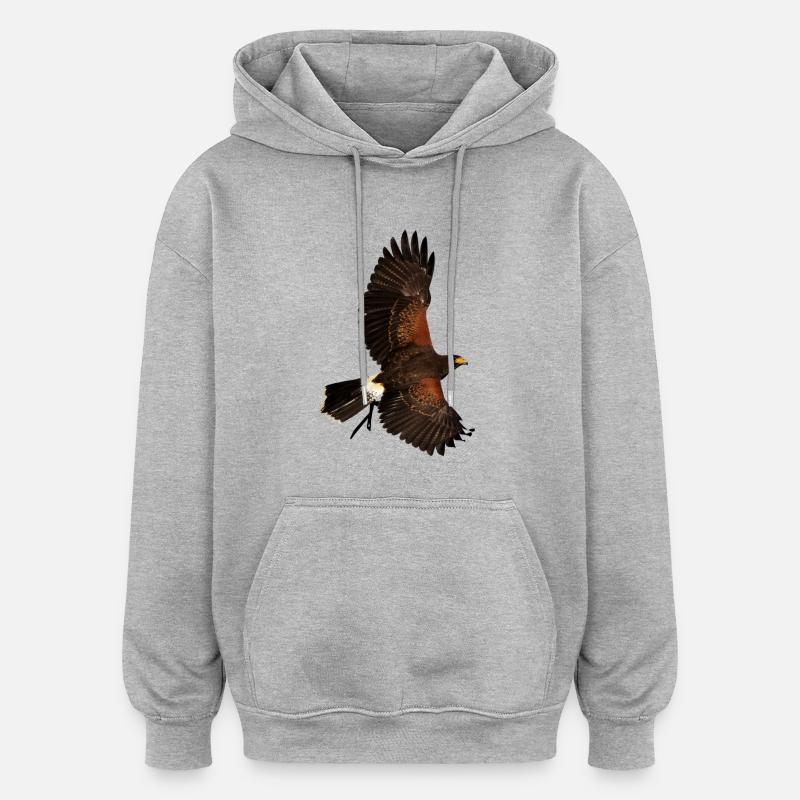 aigle oiseaux aigle voegel vogel1 - Sweat à capuche oversize unisexe - gris chiné