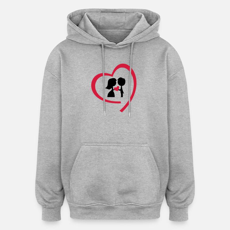 jeunes mariés - Sweat à capuche oversize unisexe - gris chiné