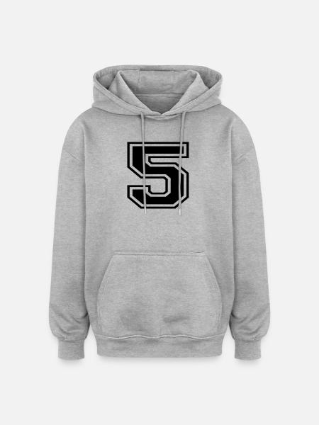 5 - Oversized Unisex Hoodie - Grau meliert