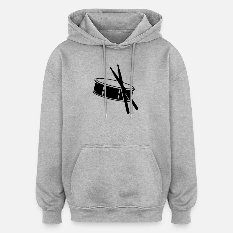 Trommel und Sticks - Oversized Unisex Hoodie - Grau meliert