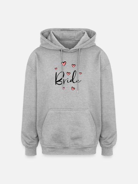 Bride Heart Bachelorette Party Gift - Oversized Unisex Hoodie - heather grey