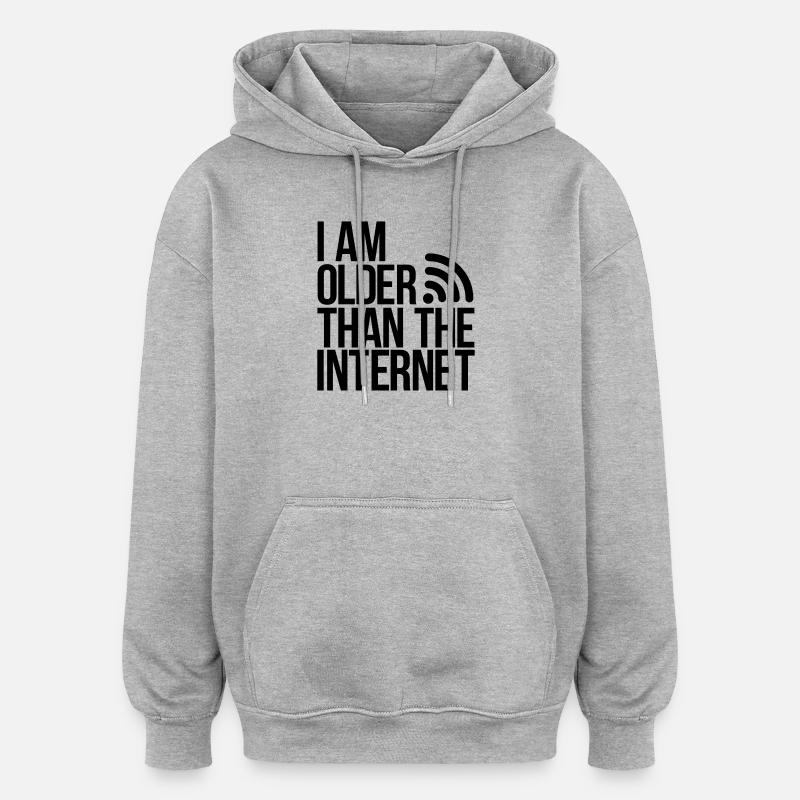 internet - Sweat à capuche oversize unisexe - gris chiné