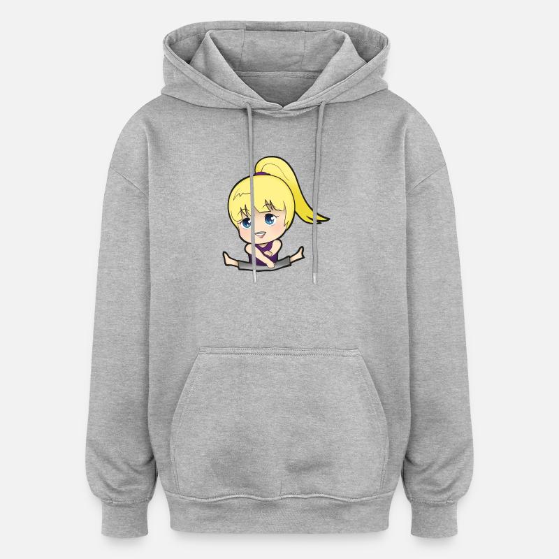 Chibi Anime Manga Splitkick - Sweat à capuche oversize unisexe - gris chiné