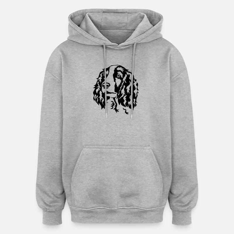 Welsh Springer Spaniel Kopf - Oversized Unisex Hoodie - Grau meliert