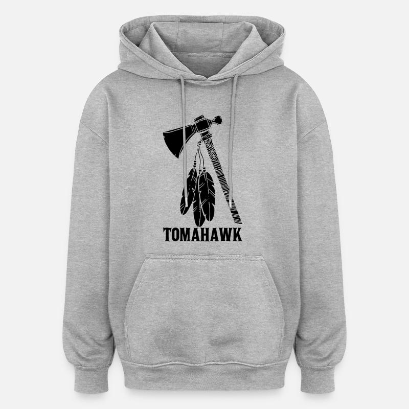 Tomahawk noir - Sweat à capuche oversize unisexe - gris chiné