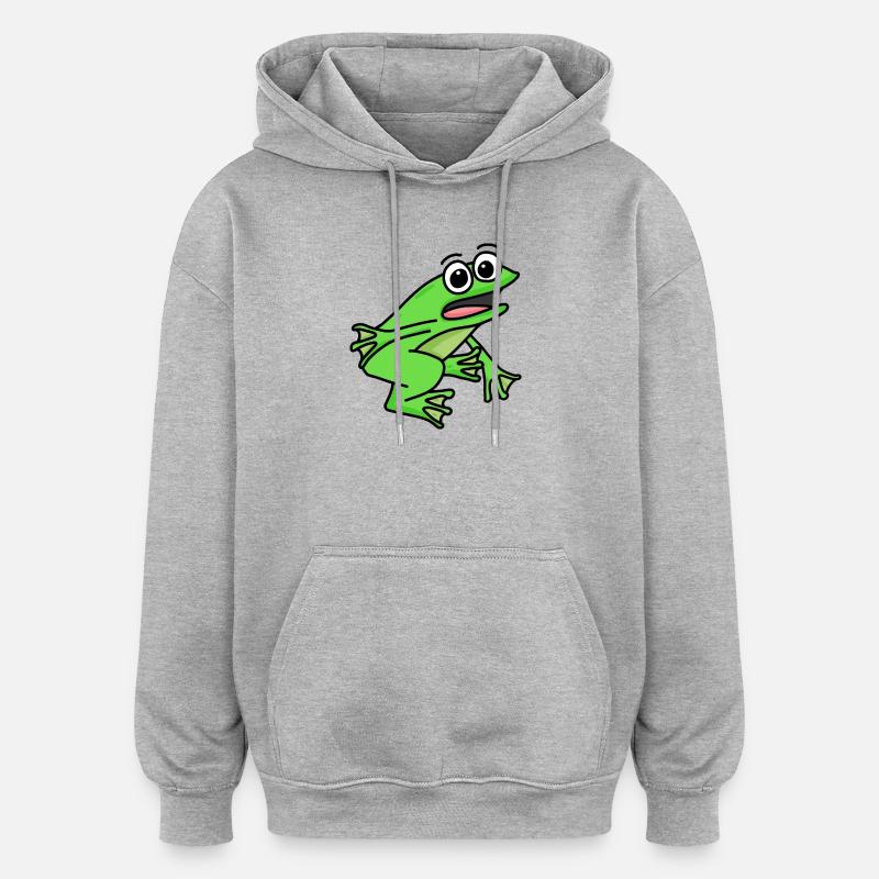 Motif de grenouille - Sweat à capuche oversize unisexe - gris chiné