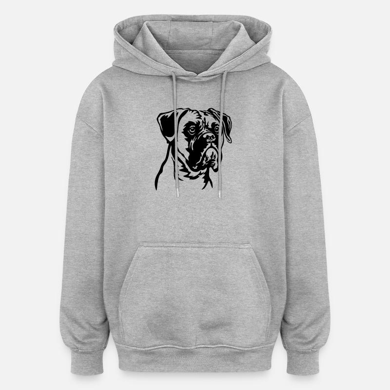 Tête de boxeur - Sweat à capuche oversize unisexe - gris chiné