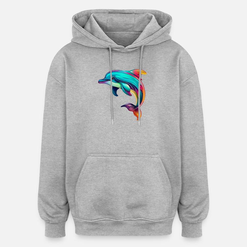 Delfin - Oversized Unisex Hoodie - Grau meliert