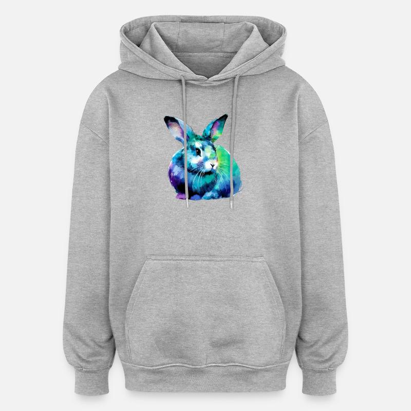 Lapin - Sweat à capuche oversize unisexe - gris chiné