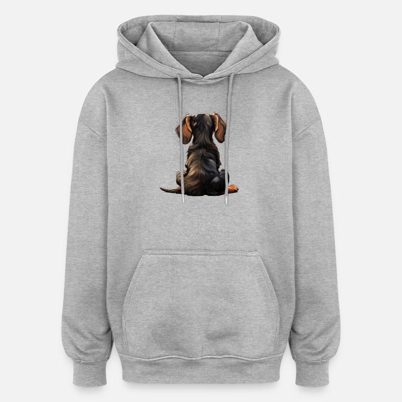 Teckel - Sweat à capuche oversize unisexe - gris chiné