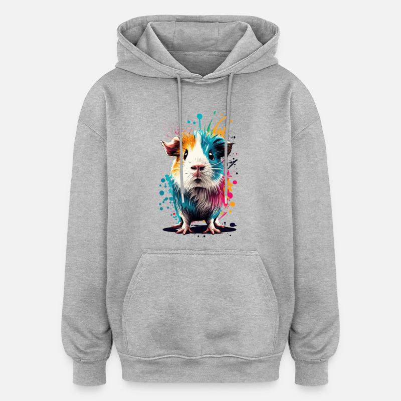 Cochon d’Inde - Mignon cochon d’Inde - Sweat à capuche oversize unisexe - gris chiné